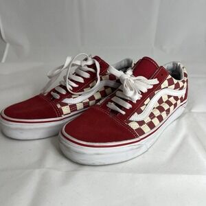 Vans Old Skool Red Checkerboard Sneakers Womens 6.5 Skate Shoes